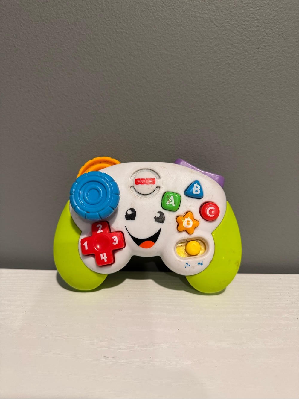 Kids Interactive Game Controller Toy - White & Lime Green- Sticky joystick.